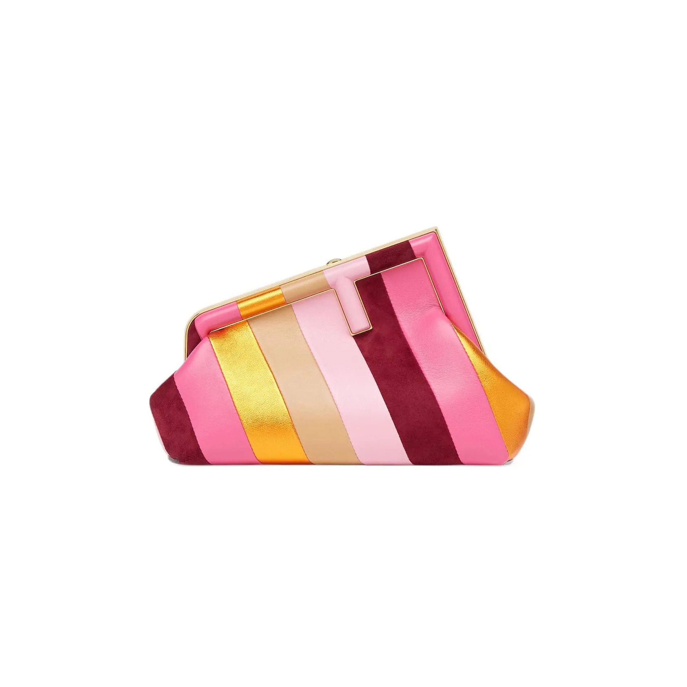 FENDI FIRST LEATHER CLUTCH BAG IN PINK 8BP129AJS8F0MWU (26*18*9.5cm)